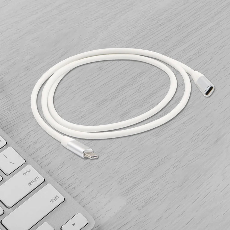 1 Meter Type-C Cable Extender USB 3.1 USB C Male to Female Extension Cord Compatible Pro Note 8 (Silver)