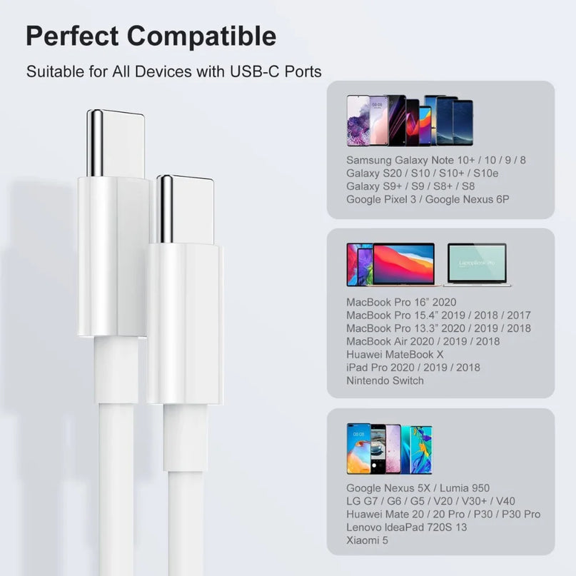 3Ft USB C to USB C Charger Cable, Type C Fast Charging Cable, Gray, 2 Pack