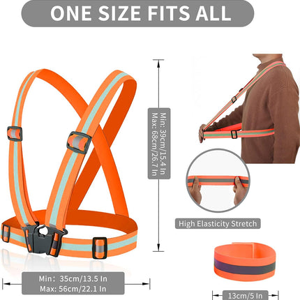 Reflective Vest - Running Vest Reflector, Reflective Running Vest with Safety Straps, High Visibility Reflector