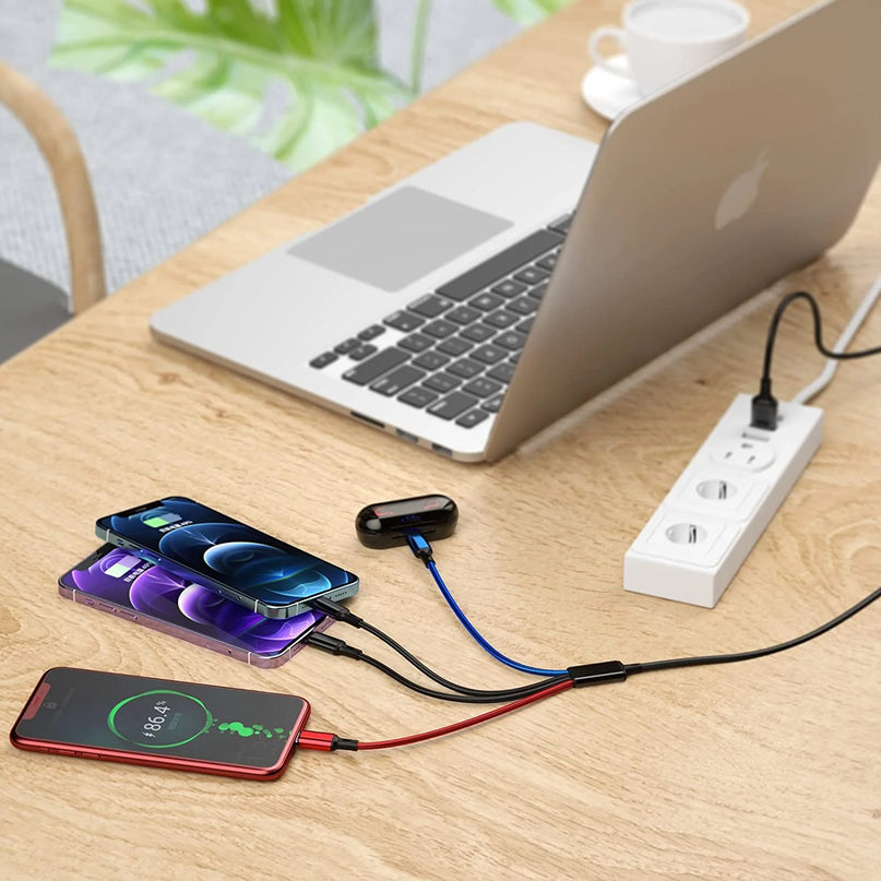 Multi Charging Cable 4-In-1 Multi Charger Cable [2Pack-4Ft] Nylon Braided Multiple USB Charging Cable Fast Phone