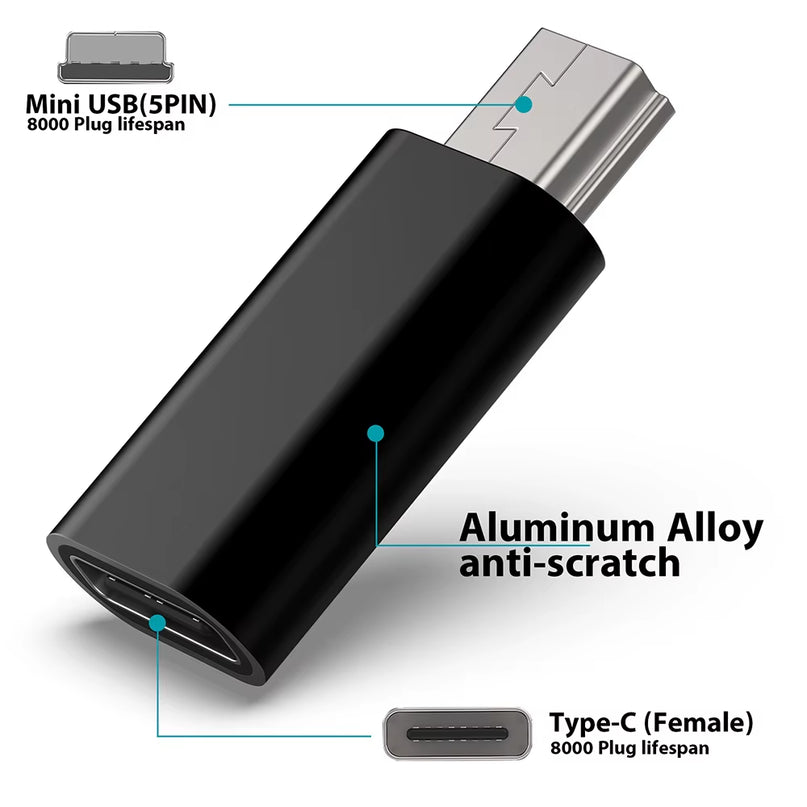 Adapter Type C Female to Mini USB Male Connector for Phone PSP Camera MP3 Data Transfer Mini Usb to Typ C Adaptador