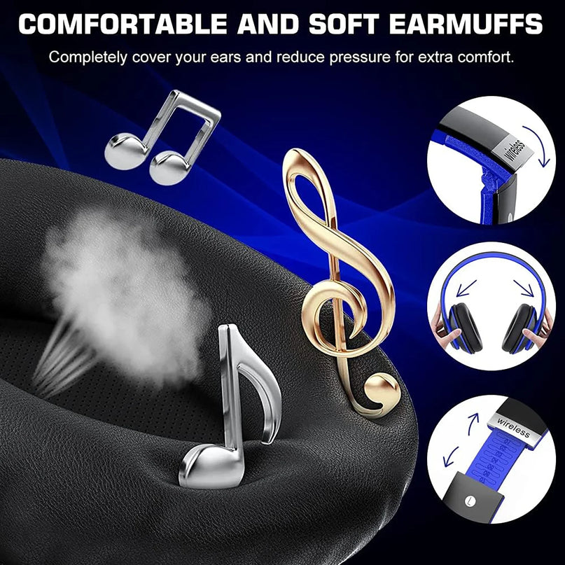 True Wireless Bluetooth Over-Ear Headphones, Black & Blue