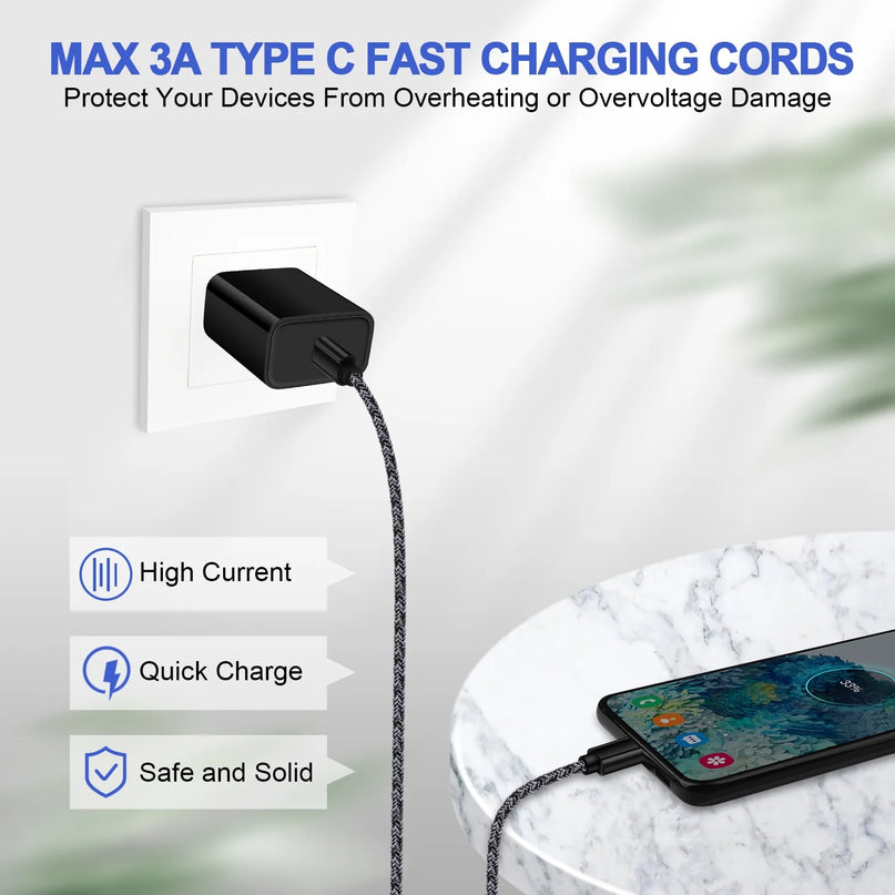 USB C to USB C Cable 6Ft, 3PACK Charging Cable 6Ft USBC Type C Fast Charging Cord Charger Compatible with Android Samsung Charger Type C