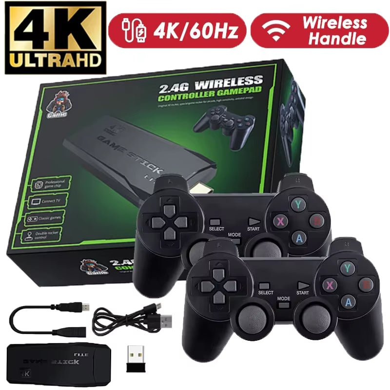 Retro Video Game Console Game Stick 4K 15000 Games Portable Dendy Game Console for TV 2.4G Wireless Console