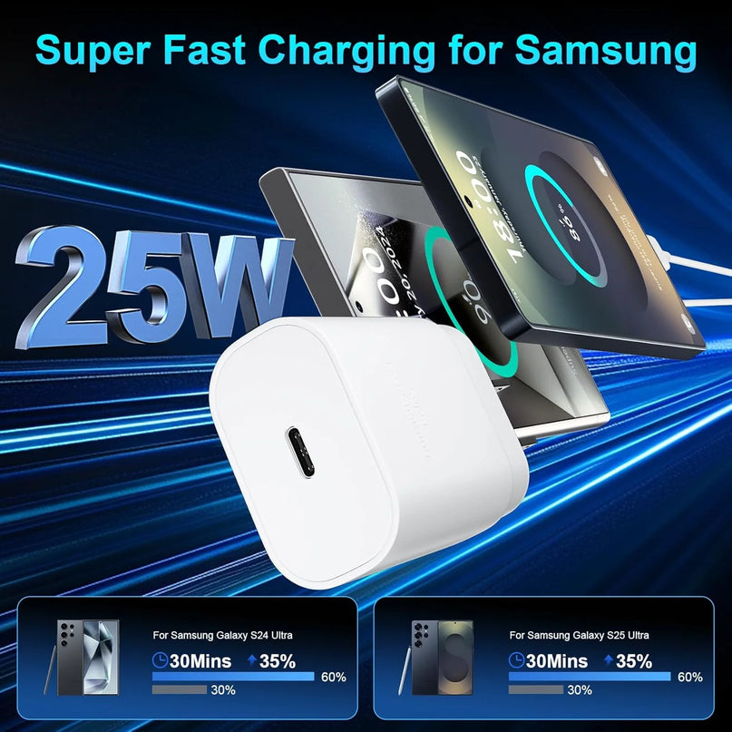 Type C Charger Fast Charging Compatible for Samsung 25W Charger, 2-Pack USB C Fast Wall Charger Block with 10FT Type C to C Cable Compatible for Samsung Galaxy S25/S24/S23/S22/S21/S20/Note 20