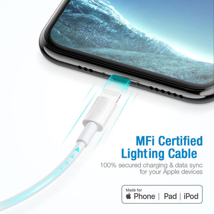 [Apple Mfi Certified] Phone Charger, 6FT Lighting Cable Lighting to USB Cable Compatible with Phone 13/13 Pro/13 Pro Max/12/12 Mini/12 Pro/11/11 Pro/Xs Max/Xr/X/Airpods Pro and More (3 Pcs)