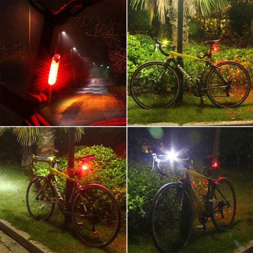 USB Rechargeable LED Bike Tail Light 2 Pack, Bright Bicycle Rear Cycling Safety Flashlight(Black+Red)