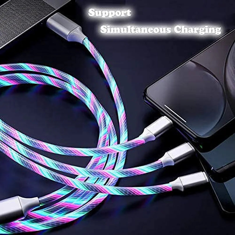 Siisll 3 in 1 Charging Cable Fast Charging,Light up LED Multi Phone Charger Android USB C Cable 3FT Micro USB Cable Type C - Color