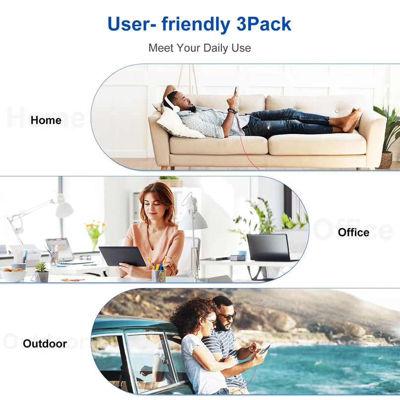 USB Type-C Cable 3Pack 10Ft Fast Charging 3A Quick Charger Cord, Type C to a Cable Compatible Samsung Galaxy S10 S9 S8 Plus, for Note 10 9 8, LG V50 V40 G8 G7